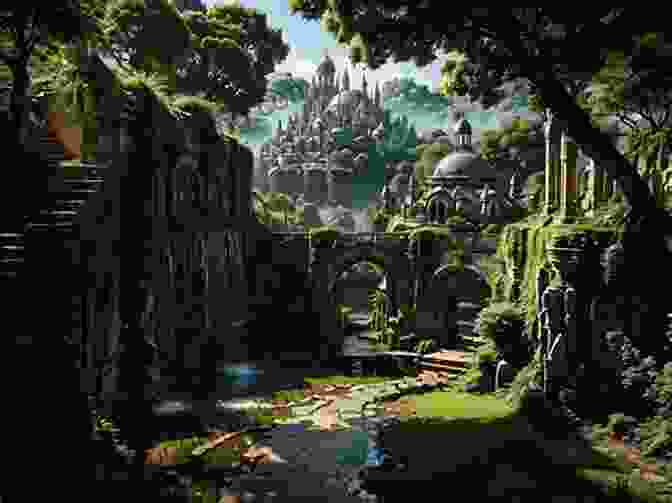 A Painting Depicting The Ruins Of A Lost City, Enveloped In Dense Vegetation. Forgotten Tales And Vanished Trails