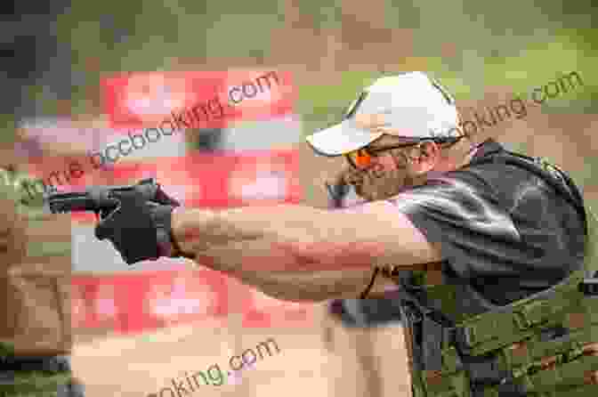 A Person Engaging In Gunfight Training, Demonstrating Proper Stance And Aiming Techniques. Hitting In Combat: The Brain Science Of Training To Win Gunfights