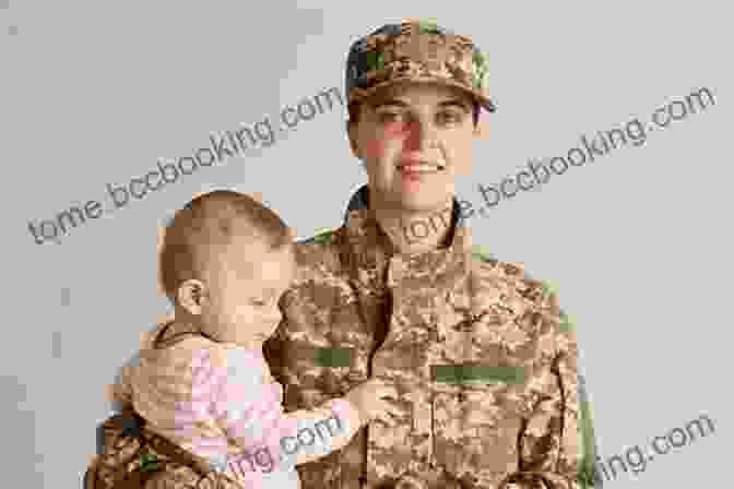 A Smiling Military Mother Holding Her Young Child In Their Arms. Their Mother Wore Army Boots