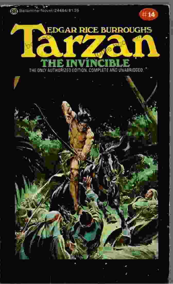 Tarzan The Invincible Book Cover, Featuring Tarzan Swinging Through The Jungle. Tarzan The Invincible Edgar Rice Burroughs